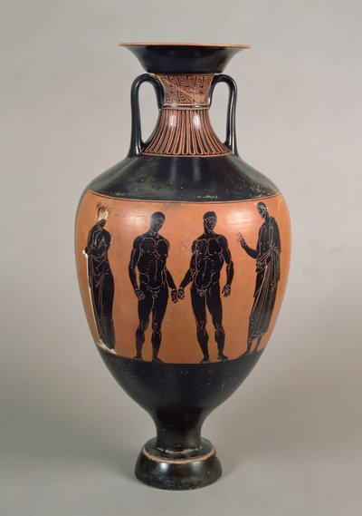 Black-figure Panathenaic Prize Amphora, Depicting Two Boxers, a Trainer and Olympias by Greek